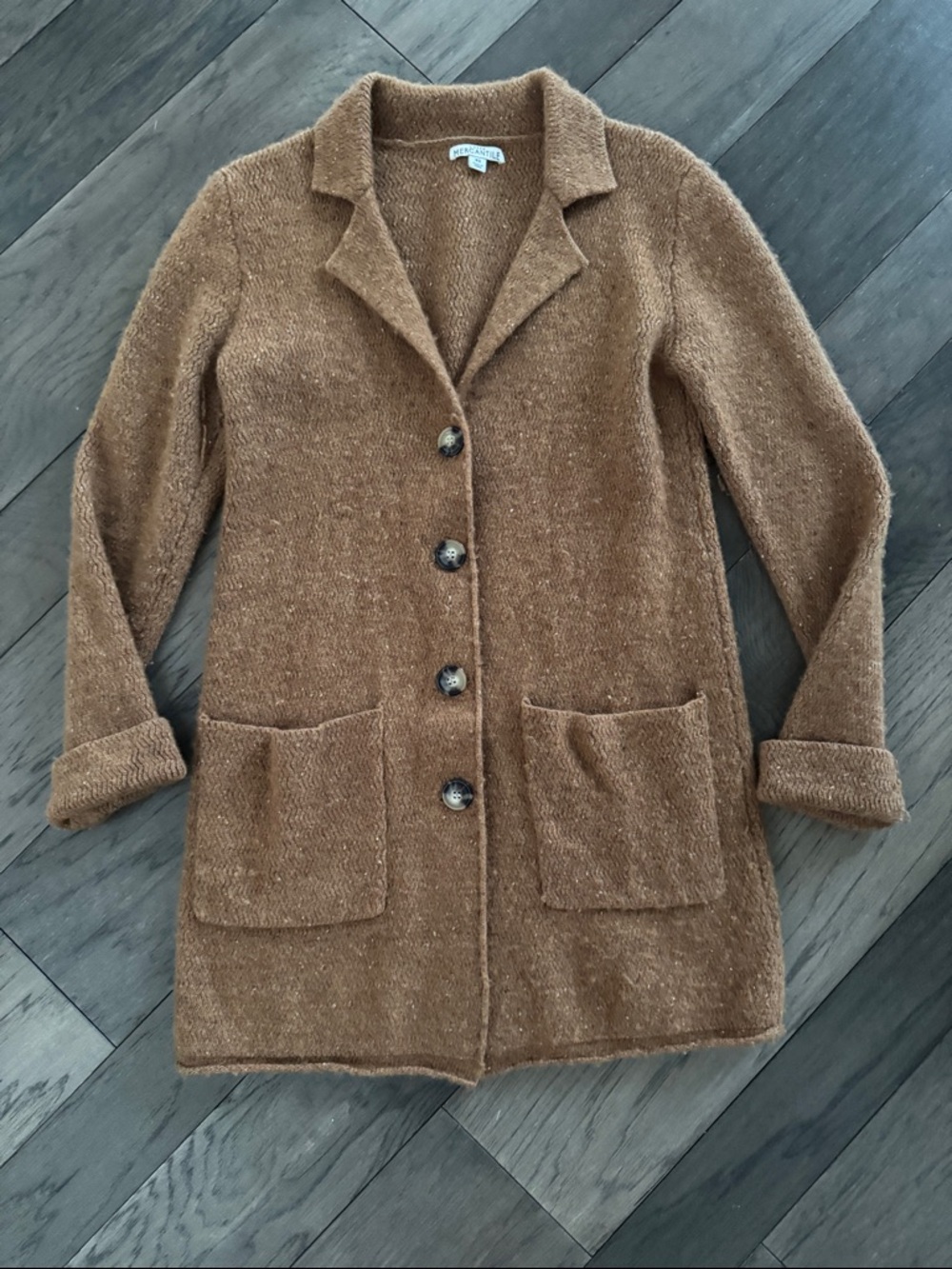 J. Crew Factory Brown Knit Longline Blazer